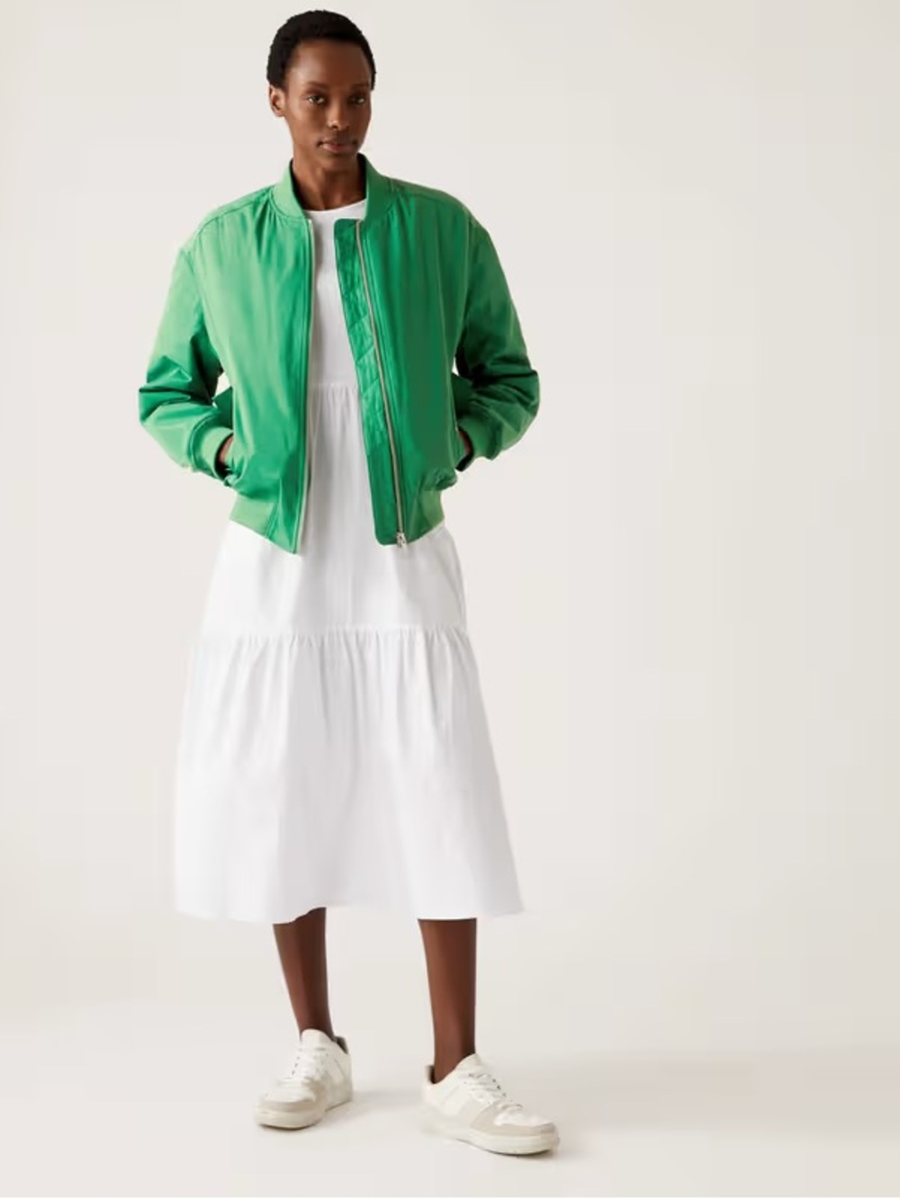 Green Bomber Jacket – Women’s Lightweight Zip Front